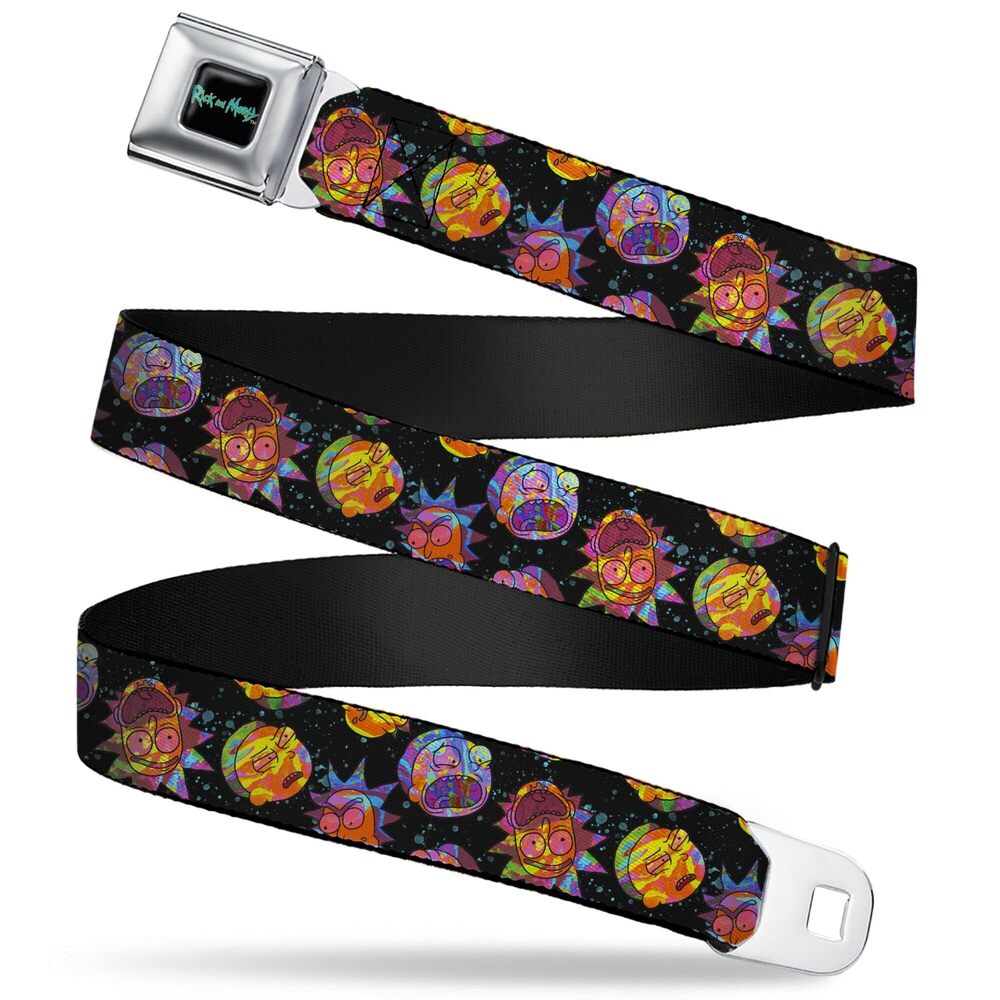 1696 Rick and Morty Belt, Seatbelt Buckle Belt, Rick and Morty Vaporwave